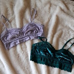Aerie Lace Bralette Duo - Lavender and Teal